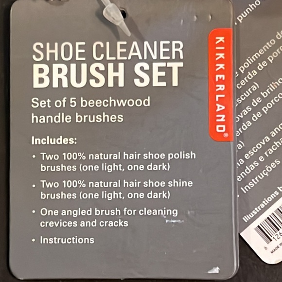 Kikkerland shoe cleaner brush set-5 beechwood handle & natural hair brush-NIB - Picture 12 of 13